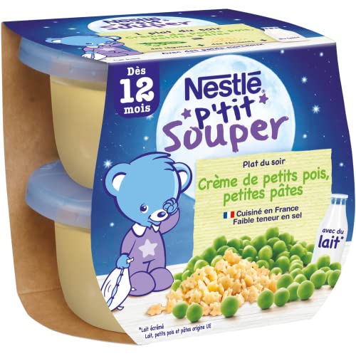 Nestlé Bébé P'tit Souper Crème de Petits Pois Petites Pâtes - Plat Légumes et féculents dès 12 mois - 2 x 200g Cover