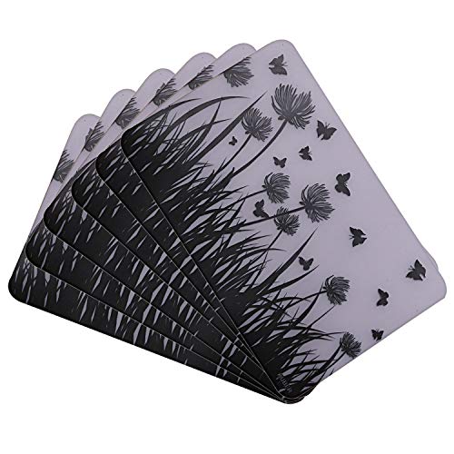 Image of Kuber Industries Butterfly Design PVC 6 Pieces Refrigerator Drawer Mats (Black and White) CTKTC13675