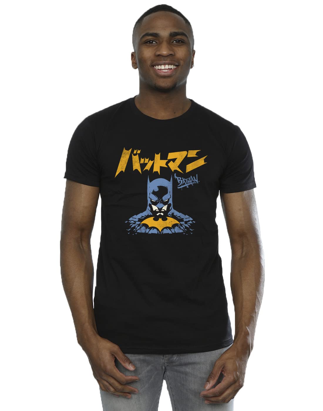 DC Comics Men's Batman Japanese Stare T-Shirt Black Small