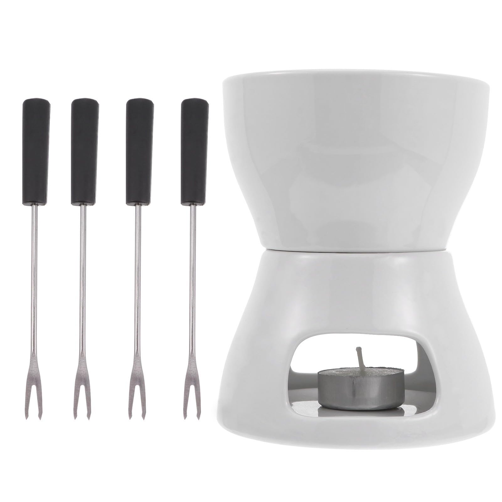 Gatuida Pentola per Fonduta in Ceramica da 400ml per Cioccolato e Latte | Candela Inclusa, Adatta per Fondere Cera e Tapas, Finitura Liscia, Uso Domestico in Cucina