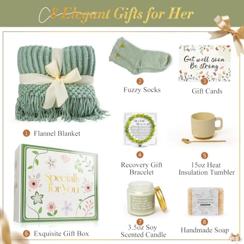 Get Well Soon Gift Baskets for Women, After Surgery Recovery Care Package for Women, Thinking of You, Feel Better Encouragement Gift Box, Comfort Gifts for Sick Friend - Image 2