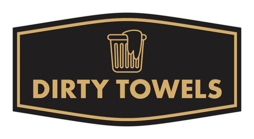 Signs ByLITA Fancy Dirty Towels Sign (Black Gold) - Large 1 Pack