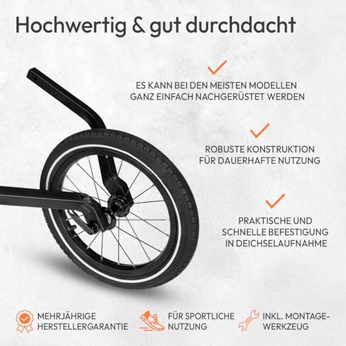 Qeridoo 14' Joggerrad für Einsitzer 2022 | Zubehör für Fahrradanhänger | Jogger-Umrüstsatz | Laufrad-Set für sportliche Nutzung