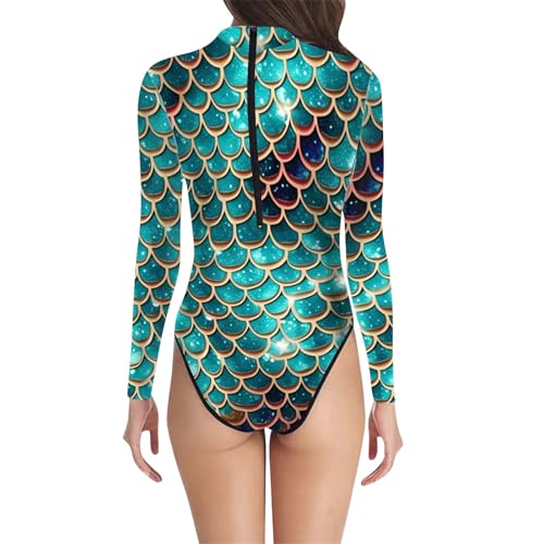 Generisch Elegante traje de baño con estampado de escamas de pescado para mujer, combinación perfecta de moda y confort, traje de baño Borat Leopard, Verde oscuro., S