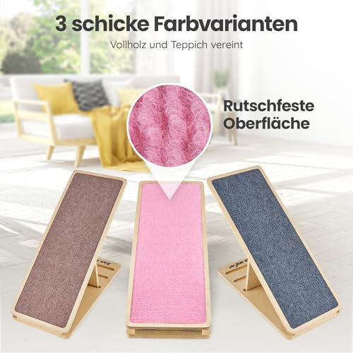 Ruby Hunderampe [höhenverstellbar] Hundetreppe aus massivem Holz – klappbar & rutschfest | Holzrampe Dog Stairs, kleine Hunde Haustiertreppe | 30-50cm (Rosa, M)