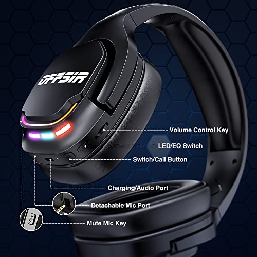 Offsir Wireless Gaming Headset With Microphone For Pc Ps5 Ps4, Bluetooth Gaming Headset 2.4G Usb Wireless Headphones With Rgb Lights & 50Mm Speakers For Playstation Mac Computer Laptop #TOP6