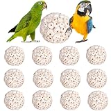 12 Pieces Bird Parrot Chew Toy Sola Balls, Natural Parrot Soft Chew Shredding & Foraging Toy, Bird Foot Balls for Cockatiel Conure Quaker Budgie Parakeet Bunny Guinea Pig Chinchilla Rabbit