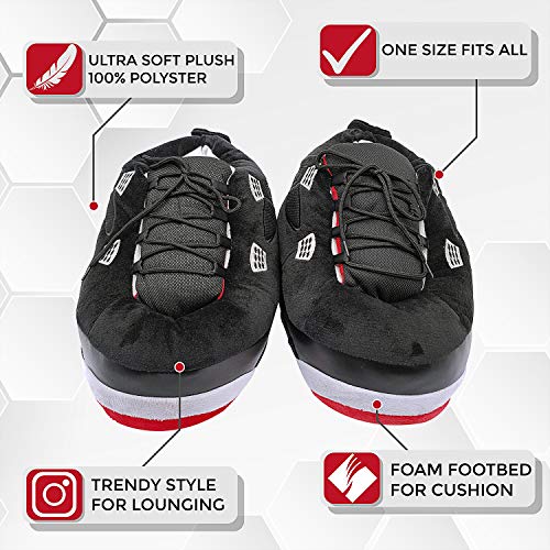 Sneaker Slippers Comfy, and Trendy Sneakers for Men, Pure Polyester Womens Sneakers | Fluffy Slippers with Standard Shoes Size that Fits All (Black & Red)2