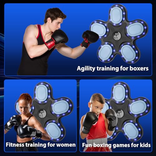 OurStarry New Model Smart Music Boxing Machine for Adults and Kids, Training Machine with LED Electronic Wall Mounted, Home Indoor Workout Equipment with Premium Boxing Gloves (Black 11) by OurStarry - Image 5