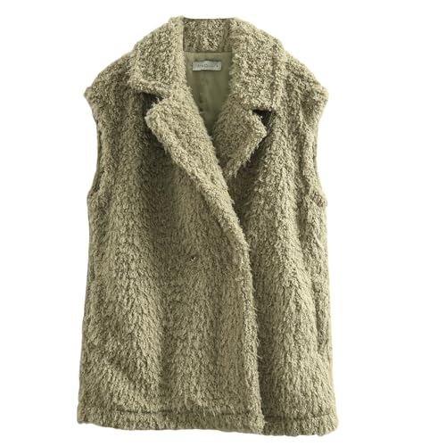 Gilet sans manches en fausse fourrure Amazhiyu veste femme avec poches