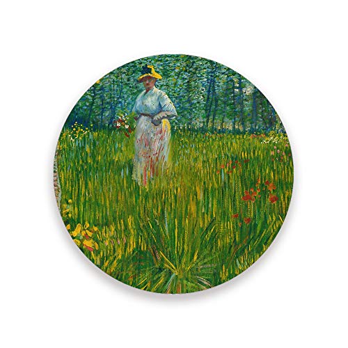 Ruchen Set di 2 sottobicchieri assorbenti per bevande Van Gogh pittura a olio donna verde foresta ceramica decorazione rotonda set