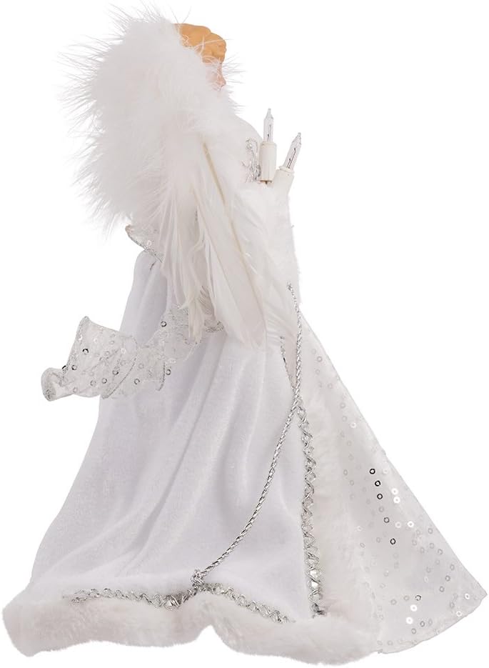 Kurt Adler 10-Light White and Silver Angel Treetop, 12-Inch