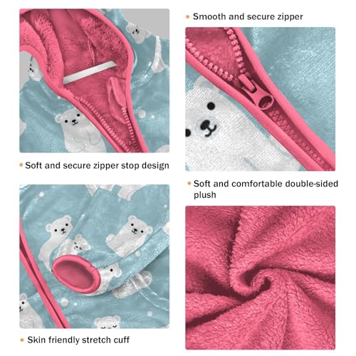 OTVEE Cute Cartoon Polar Bear Kids Hoodie Jacket Fall Spring Full Zip Warm Outwear Coat3