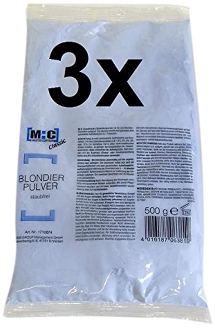 Comair 3x MC Blondierpulver 500g, Salonqualität, Pulver, Unscented, Natürliche Öle, Alle Haararten