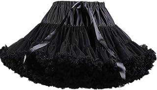Womens 3-Layered Pleated Tulle Petticoat Tutu Puffy Party Cosplay Skirt(Black)