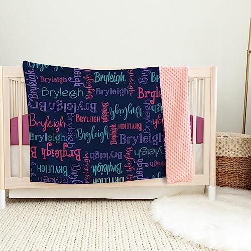 Image of Custom Baby Blanket - Personalized Names Design - Soft Plush Blanket with Double Layer Dotted Backing for Boys Girls Color04(47x60 inches)