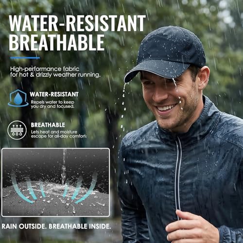 Image of Mens Waterproof Baseball Cap Womens Rain Hat Quick Dry Running Hat with Sweatband Outdoor Golf Breathable Sports Cap