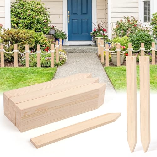 24Pcs Wooden Garden Stakes 17in Pinewood Yard Stakes for Plant Support Garden Fencing Ground Marking Signs Grade Baselines Survey Stakes and Boundary