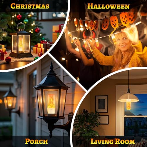 HoogaLife Flame Light Bulbs, Warm Flickering Light Bulbs Effect of Real Fire, E26 Led Flame Light Bulb for Christmas, Halloween, Party Patio Porch Home Holiday Indoor & Outdoor Decorations-2 Pack - Thumbnail 3
