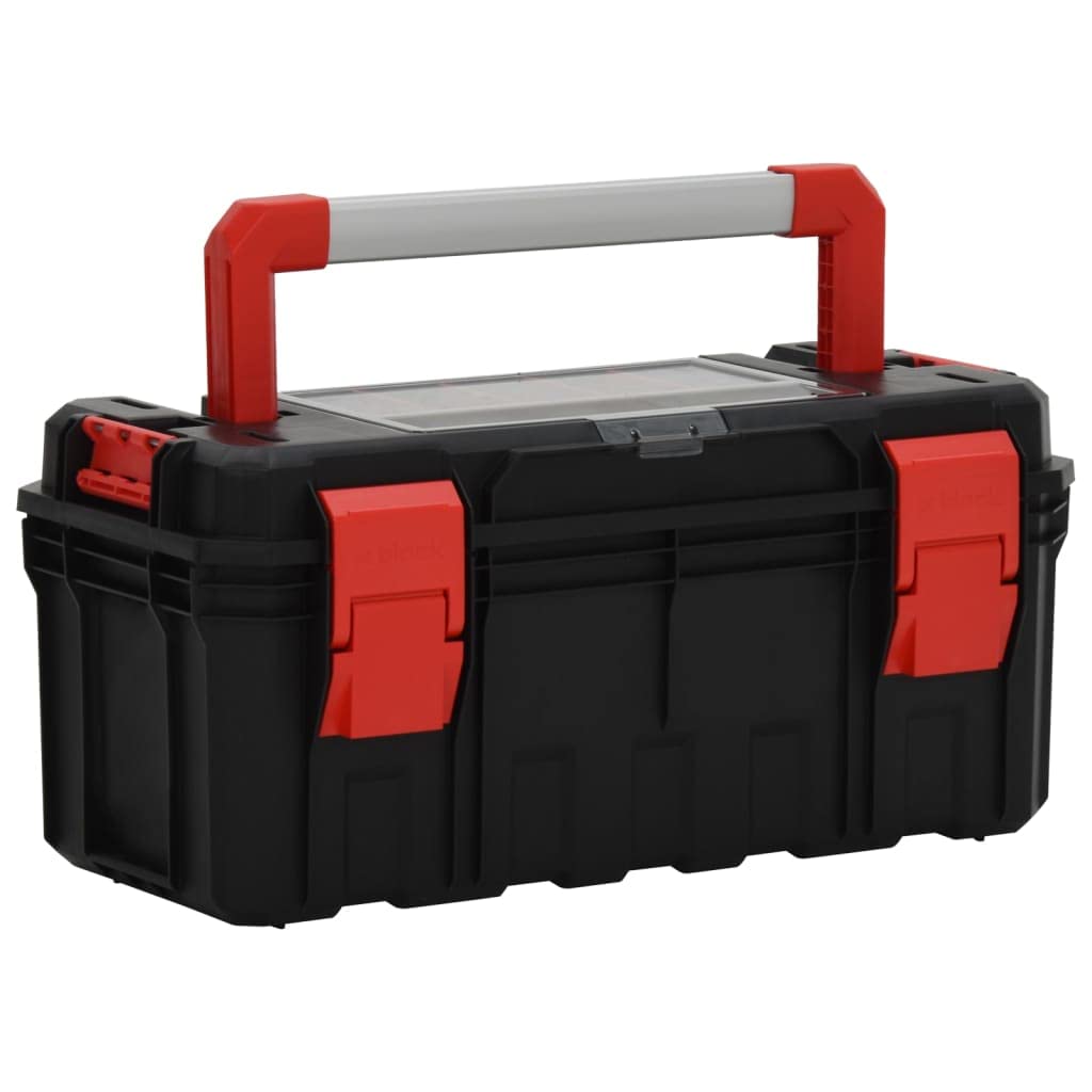 Home Utensili-Cassetta degli attrezzi Nero e Rosso 55x28x26,5 cm