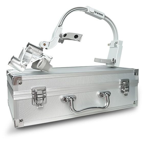 Lente binoculare a LED con ingrandimento 2,5x/3,5x, altezza della luce regolabile, distanza interpupillare, lente 1,5x e filtro per odontoiatria e laboratorio