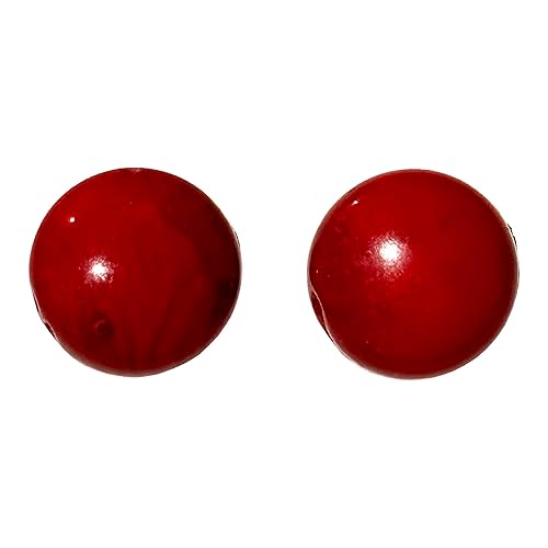 10mm Red Coral and Sterling Silver Post Earrings