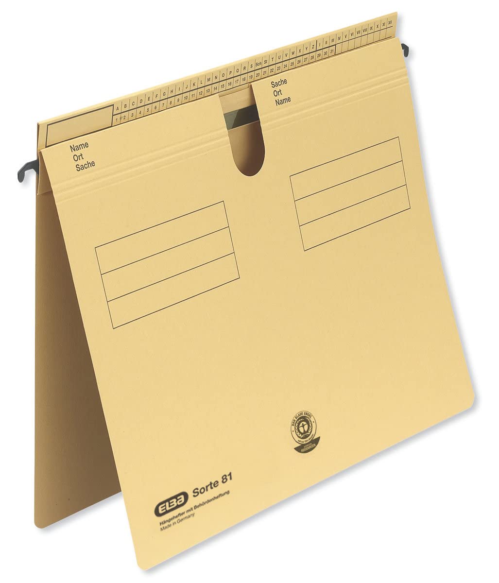 ELBA 100555352 - Cartelline sospese, modello 81, confezione da 50 pezzi, per rilegatura commerciale o ufficiale, giallo