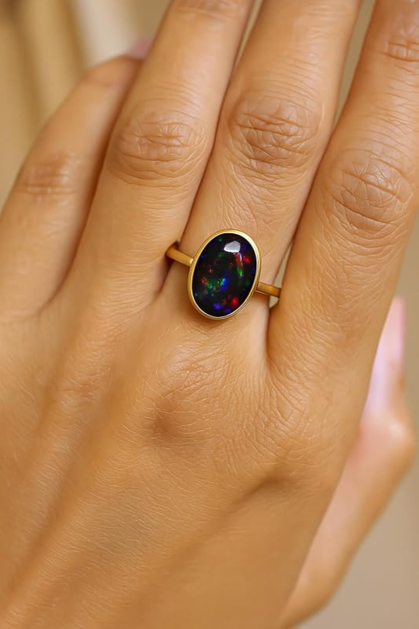 Men's Handcrafted Panchdhatu Adjustable Black Opal Ring