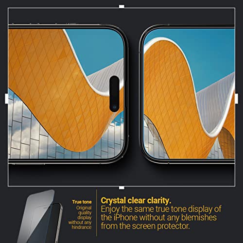 Image of CASEOLOGY by Spigen Snap Fit Tempered Glass Screen Guard Protector Compatible with iPhone 14 Pro with Installation Kit - 2 Pack