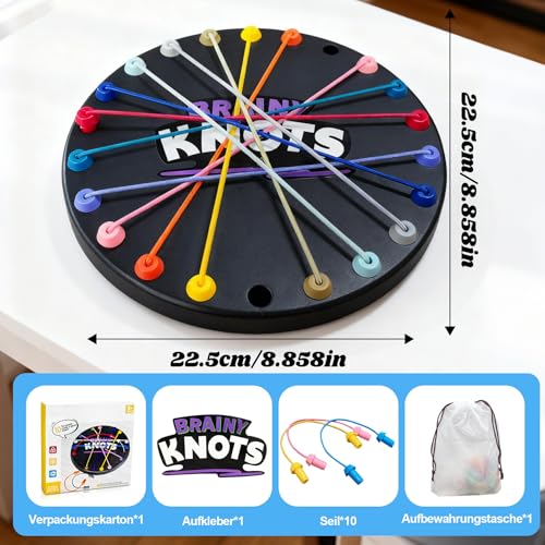 Brainy Knots Spiel Rope Herausforderungs Rätsel Knobelspiele mit Seil Logik Strategiespiel Logik Spiele Knot für Kinder ab 8, Familienspiele 2 bis 4 Spieler