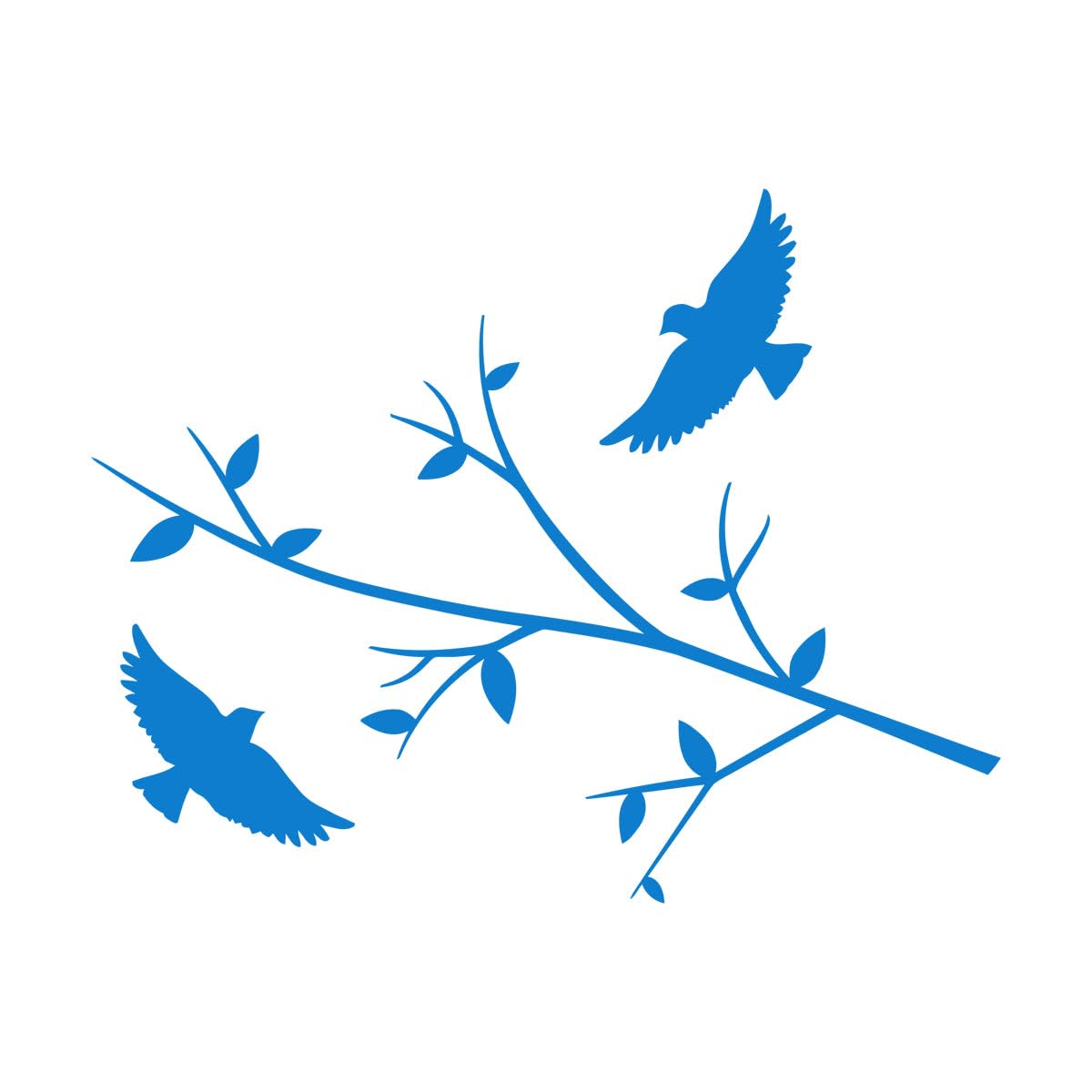 Vinyl Wall Stickers Birds Tree Branch Freedom Bedroom 81x104.7cm Easy Installation Extra Large Blue