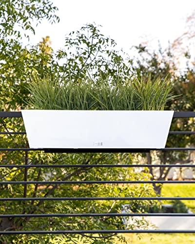 Image of Veradek Pure Series Railing Planter - Tapered Window Box with Bracket