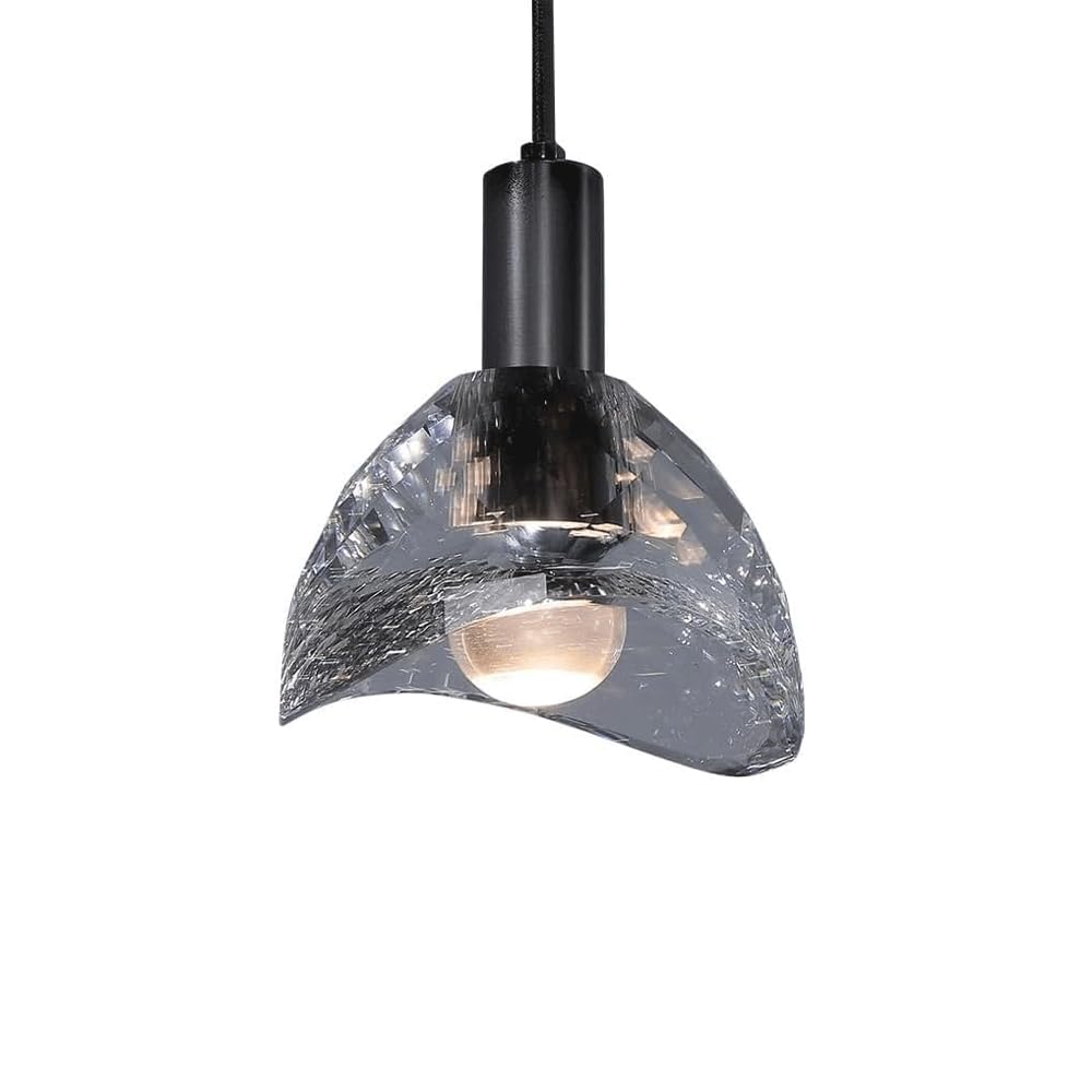 Lampe suspendue design en verre gris fumé pour chambre coucher et îlot cuisine