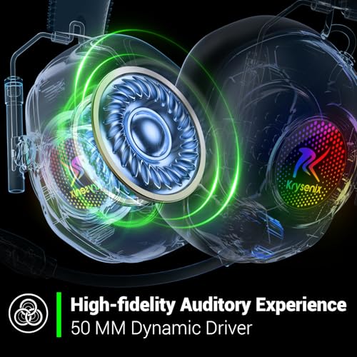Image of 2.4 GHz Wireless Gaming Headset for PC, PS5, PS4, Switch, Mac, Bluetooth 5.4 Gaming Headphones with Noise Canceling Microphone, Cool RGB Lighting, 50Hr Battery, Foldable, 50mm Drivers-Black Blue