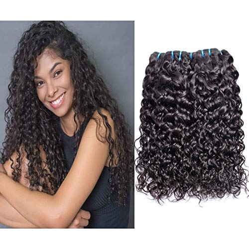Malaysian Water Wave Hair 4 Bundles 8A Wet And Wavy Curly Human Hair Weave Bundles Water Wave Unprocessed Malaysian Curly Human Hair Bundles Natural Color(10 12 14 16)