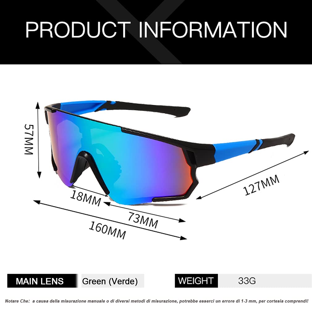 Long Keeper Occhiali Ciclismo Polarizzati con 3 Lenti Intercambiabili Occhiali da sole Sportivi da Uomo Donna UV400 Protezione per Corsa Bici Sport