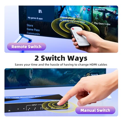 Conmutador HDMI 2.1 de 8K compatible con switch de vídeo HDCP 2.3 6