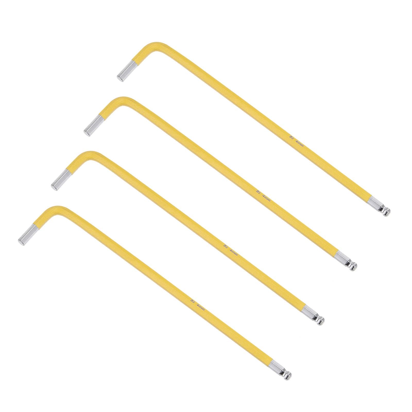 TOP-VIGOR 4Pcs 4mm Ball End Hex Key Wrench, L Shaped Long Arm Ball Point Hexagon Keys for Household DIY, Professional Machine Repairing