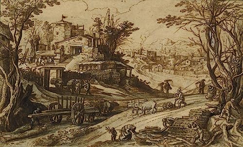 Cuadro sobre lienzo Leñadores en un paisaje invernal de Paul Bril SERENDIPITP 60x90cm
