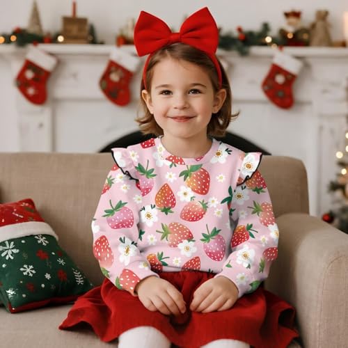 Girl's Cute Graphic Crewneck Sweatshirt Long Sleeve Ruffle Shoulder Pullover Shirt Tops Comfy and Lightweight2