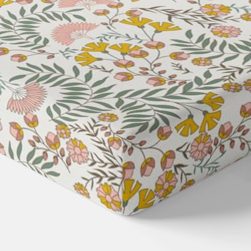 Image of LORETO - A QUALITY LINEN BRAND 144 TC 100% Pure Cotton King Size Fitted Bedsheet with 2 Pillow Covers for 72 x 72 Inch Mattress, All-Around Elastic, 8 Inch Deep Pocket, Ditsy Fresh Floral