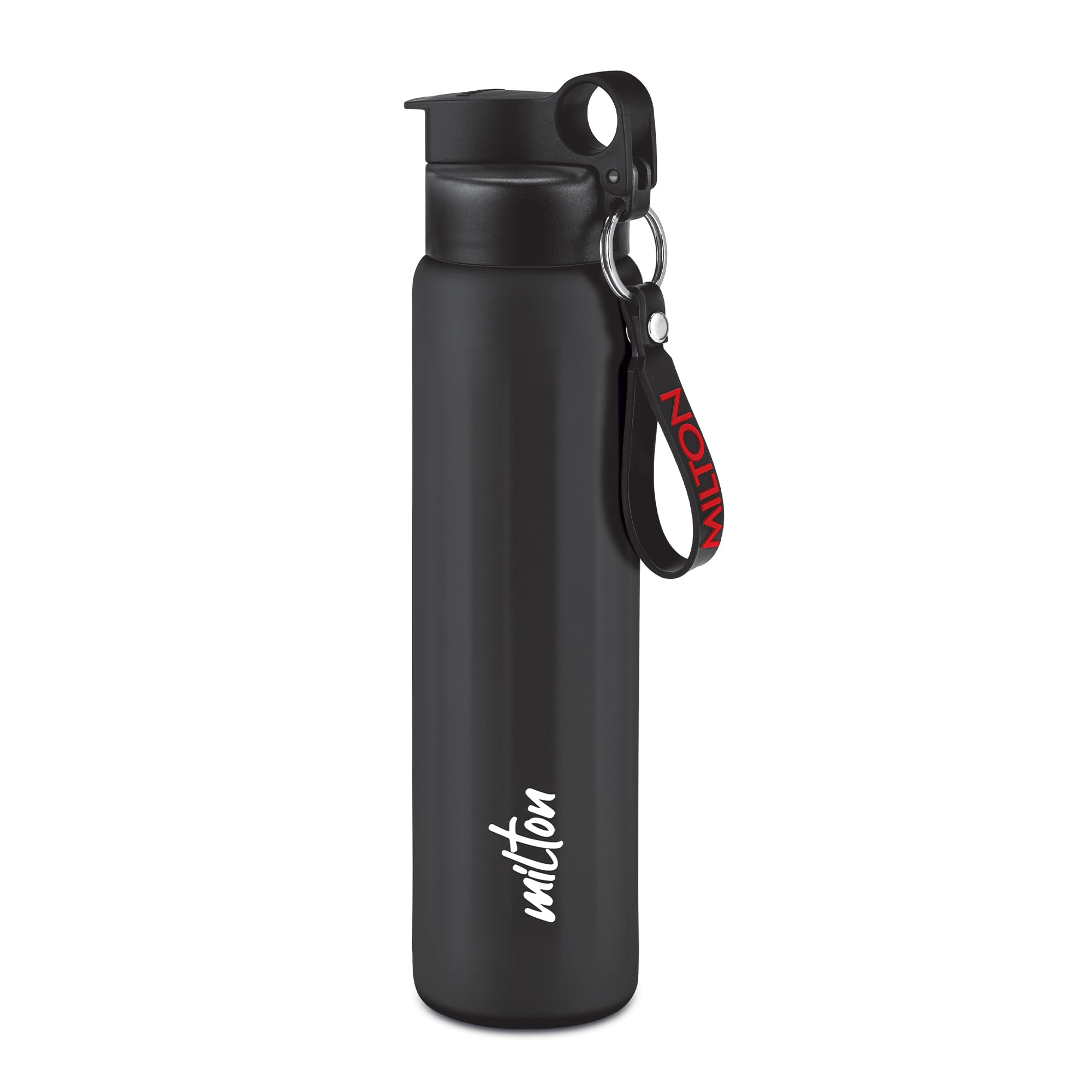 MILTON Maverick 800 Stainless Steel Water Bottle, Leakproof Lid, Single Walled, ISI Certified I For School, Office, Gym I 780 ml, Black