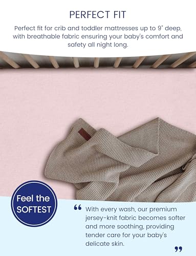 Image of TotAha Premium Stretchy Crib Sheets (2-Pack)-Hypoallergenic, Silky Comfort, Buttery Soft, Calming Effect, All-Season Jersey-Knit Sheets, 9'' Extra Deep Pocket