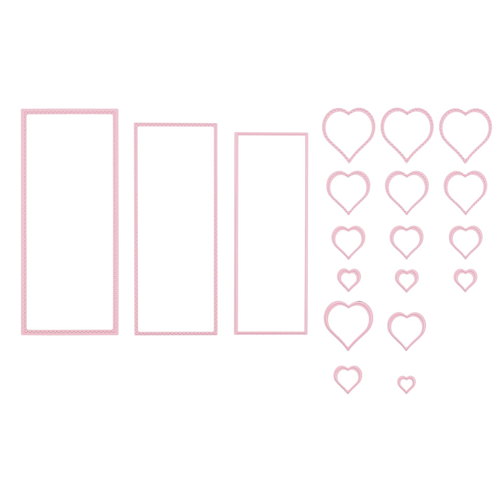 Nellie's Choice Nesting, Heart Multi Frame, 8.5 x 20.5 cm, 19 Cutting, Card Making Supplies, Metal Dies for Scrapbooking, DIY and Paper Crafts, Pink, 85x205mm