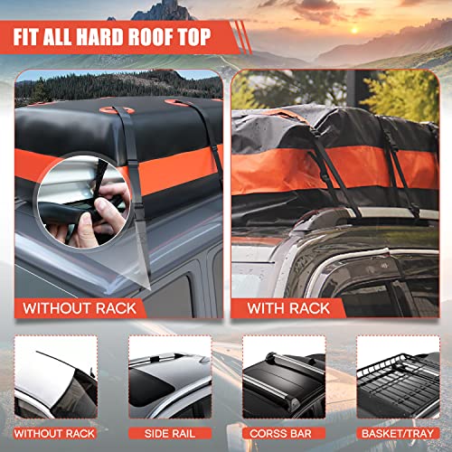 Autogen Car Rooftop Cargo Carrier Bag, 21 Cubic Feet Waterproof Roof Top Luggage Bag With Anti-Slip Mat, Rainproof Zipper & 6 Door Hooks, Anti-Tear 900D Pvc For All Vehicle With/Without Rack #TOP4