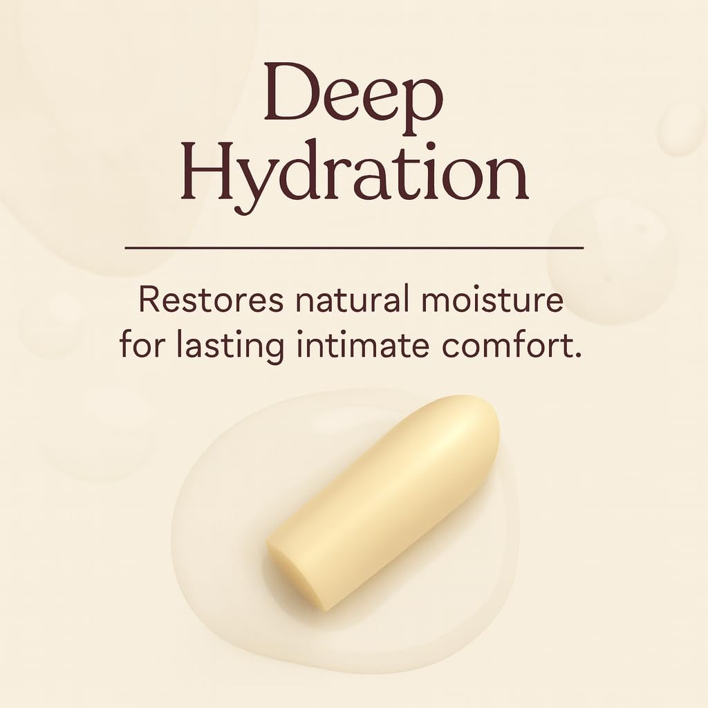Vaginal Moisturizer Suppositories | Hydration Formula with Hyaluronic Acid, Squalene, Vitamin E, Cocoa Butter & Coconut Oil | Rapid Relief for Dryness & Hormone-free Intimate Comfort | All-Natural