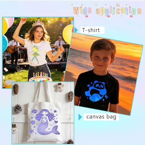 Image of Chameleon Heat Transfer Vinyl HTV, 6 Sheets 10x12 Inch, Iron On Vinyl for T-Shirts and Bags, Easy to Cut and Weed for Silhouette Cameo and Heat Press Machine