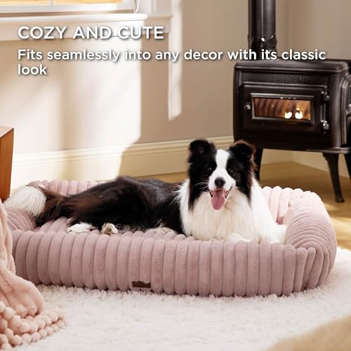 Image of Bedsure ComfyFleece Cute XL Dog Beds for Extra Large Dogs,43in Blush Pink