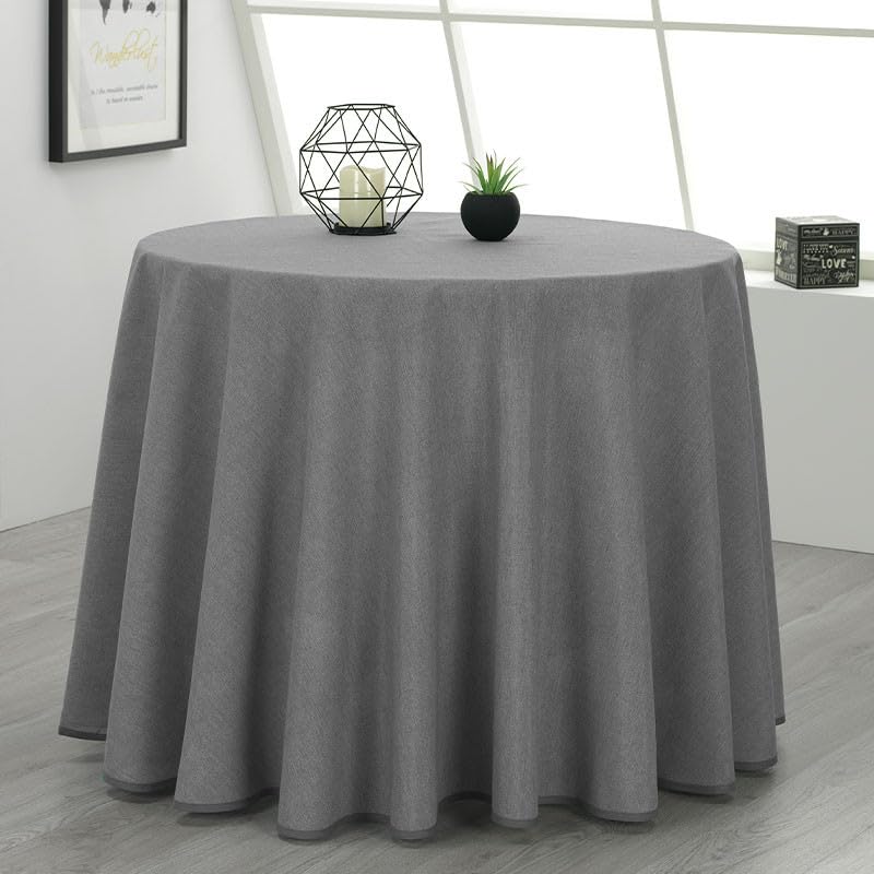 Rufino Díaz Falda Camilla Redonda Loneta Danubio (Gris Oscuro - 80cm) - Tejido Resistente y Agradable al Tacto Decorar y Proteger tu Mesa