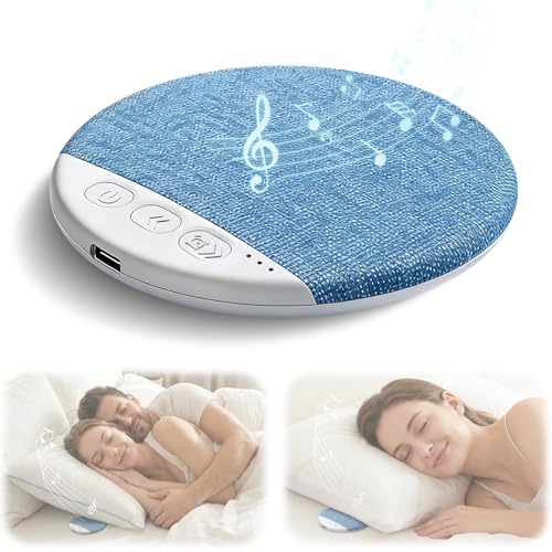 2026 BRIGECAN Mini Bluetooth Pillow Speaker for Sleeping, Under Pillow Speaker with Built-in White Noise & Pink Noise Sound Machine, 48H Playtime, 3 Timers, Stereo Bass Private Sleep Audio (Blue)